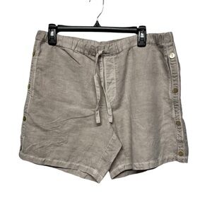 Carbon 2 Cobalt Women's Beige Linen Blend Shorts L Side Button Casual Summer